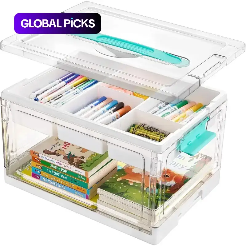 High-Capacity Clear Plastic Craft Organizer Box, Desktop Organizer with Removable Trays and Dividers, Container Organizer Divided Storage Hobby Box, Storage Bin for Art Supplies, Toys, Craft Materials and Cosmetics, Ideal New Year Gift #GLOBAL PICKS