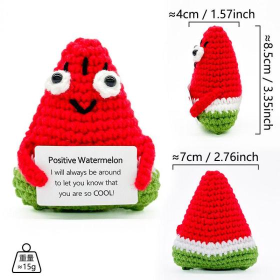 Adorable Hand Knitted Watermelon Emotional Support Plush, Soft Squeezable Stuffed Toy, Perfect Christmas Presents & Holiday Gifts, Ideal Birthday Gifts for Women, Gifts for Men, Gifts for Women, Teacher Appreciation Gifts, Birthday Gifts & Heartwarming Gi