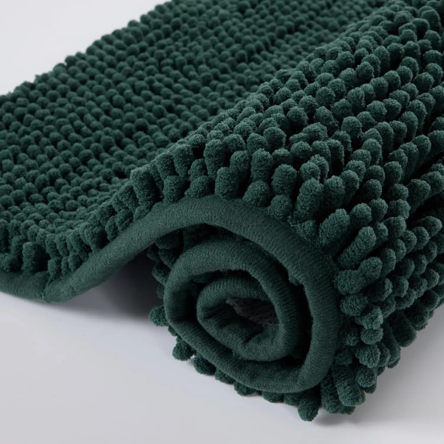Chenille Bathroom Rug 24"x16" Extra Soft Absorbent Quick Dry Machine Washable Non-Slip Bath Mat for Tub Shower and Bathroom Floor Plush Shaggy Home Decor, Green