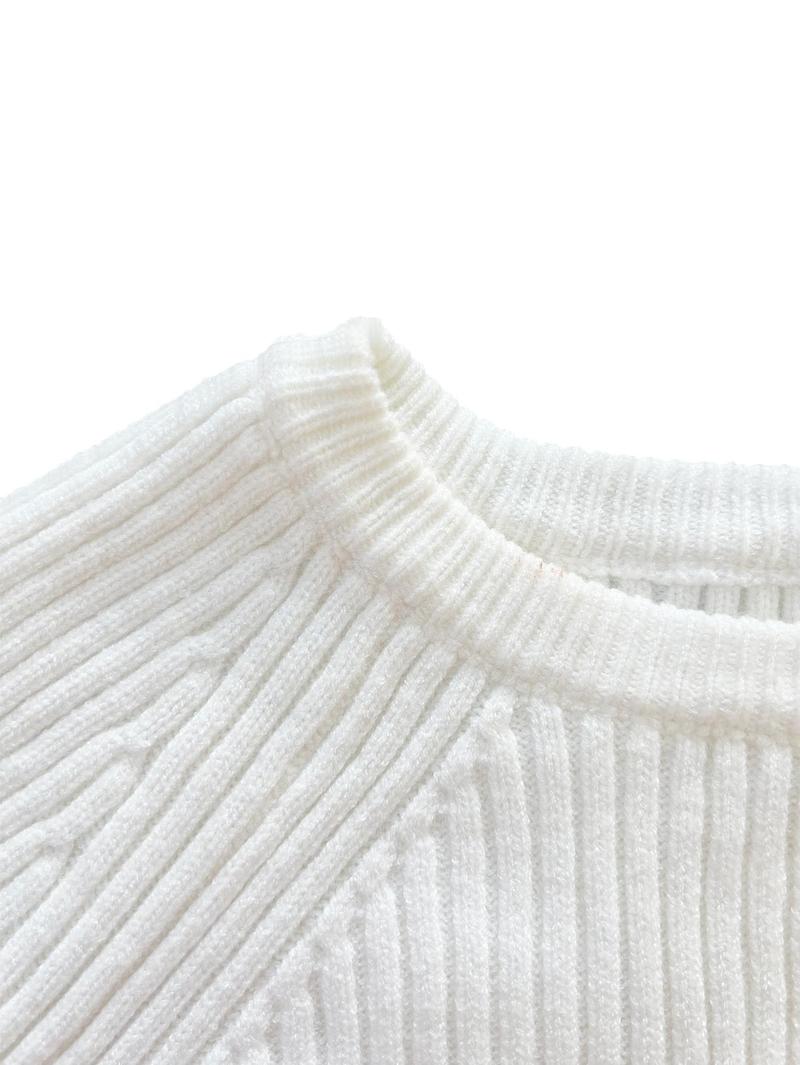 Joyfunear Women's Crew Neck Ribbed Knit Two-Piece Set Long-Sleeve Crop Top & Midi Skirt Fashionable Outfit