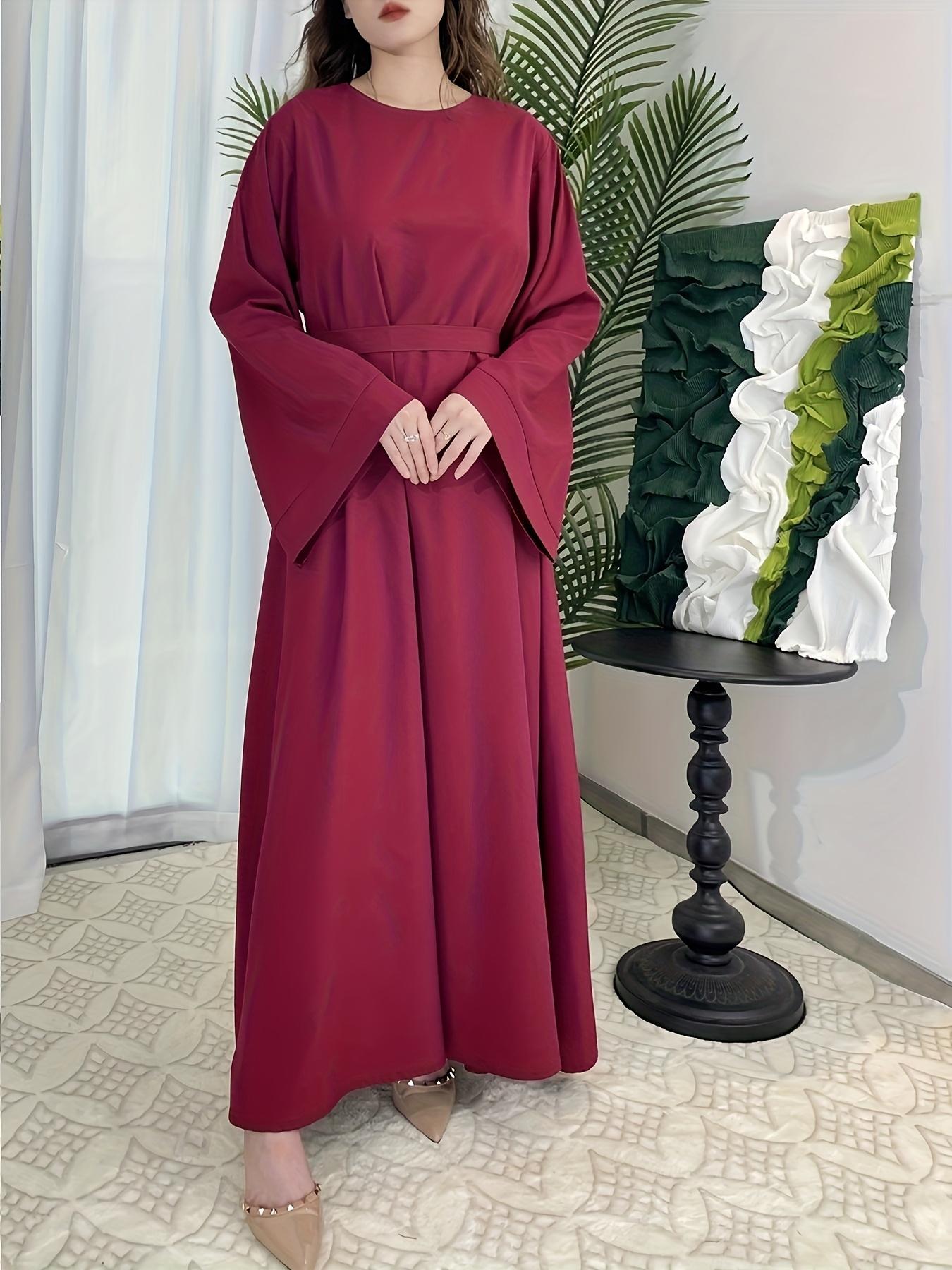 [Middle Eastern Loose Fit Dress] Elegant Green Arabic Women's Muslim Robe |   Middle Eastern Flared Sleeve Long Dress |   Loose Fit All-Season Versatile Home Festival Traditional Attire