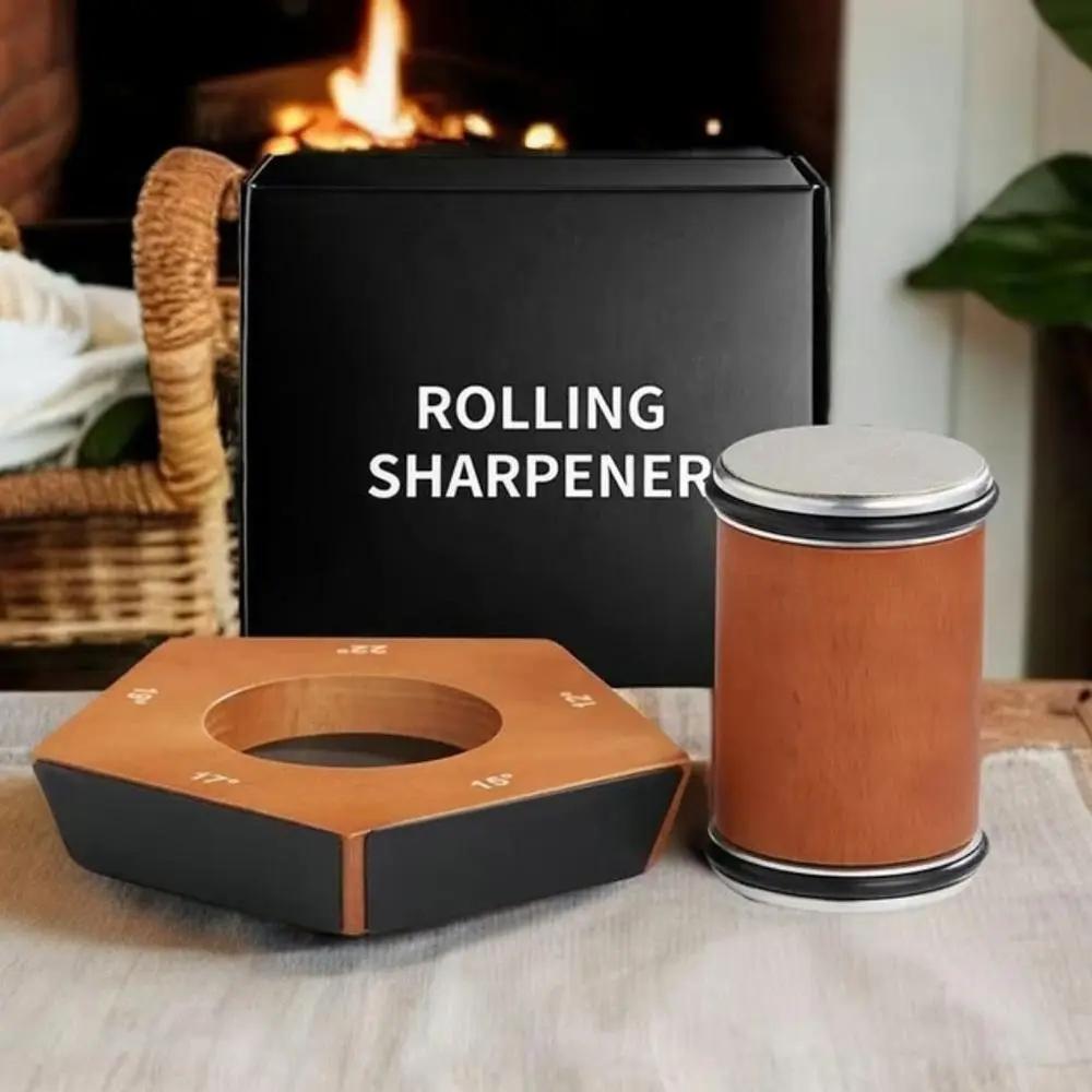 Rolling Knife Sharpener - Perfect Edge Every Time with Kitchen Knife Sharpener  - Knife Sharpening Kit - Knife Sharpener Roller with Magnetic Holder with 20 Degrees