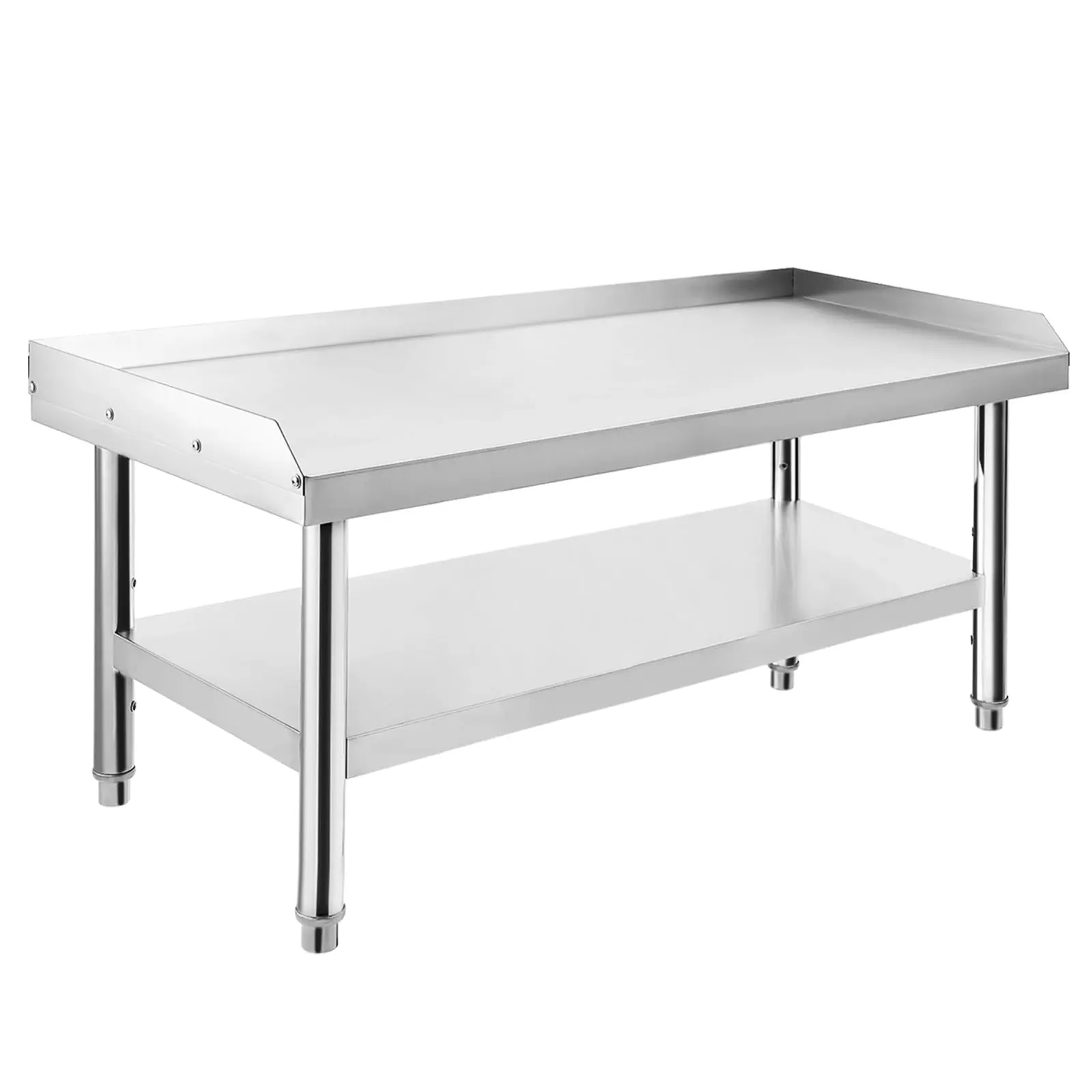 GARVEE Single Unit Rectangular Stainless Steel Industrial Grill Equipment Table (36x28x24in) - 1000lbs Top Load Capacity, 220lbs Bottom Load Capacity, Antimicrobial Surface, 2in Edge, Adjustable Legs with Locking Wheels