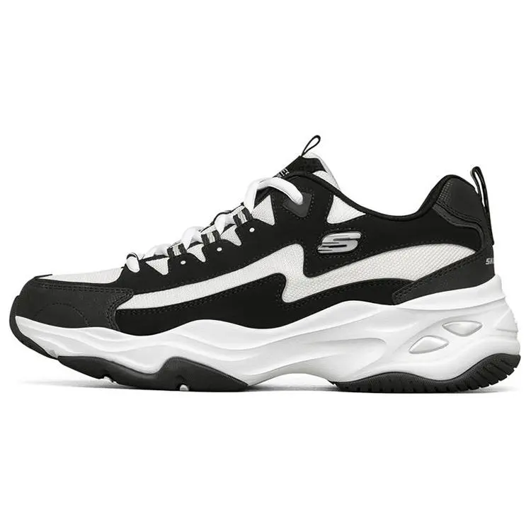 Skechers D'LITES 4.0 Men's Retro Dad Shoes – Mesh and Synthetic Upper, Cushioned, Durable, Breathable, Black and White Verifiable, with credentials and supporting global authentication