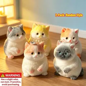 2Pcs Cute Cat Squishy Fidget Toys, Soft Squeeze Stress Relief Toy for Kids & Adults, Relaxing Sensory Fidget Gift, Random Style