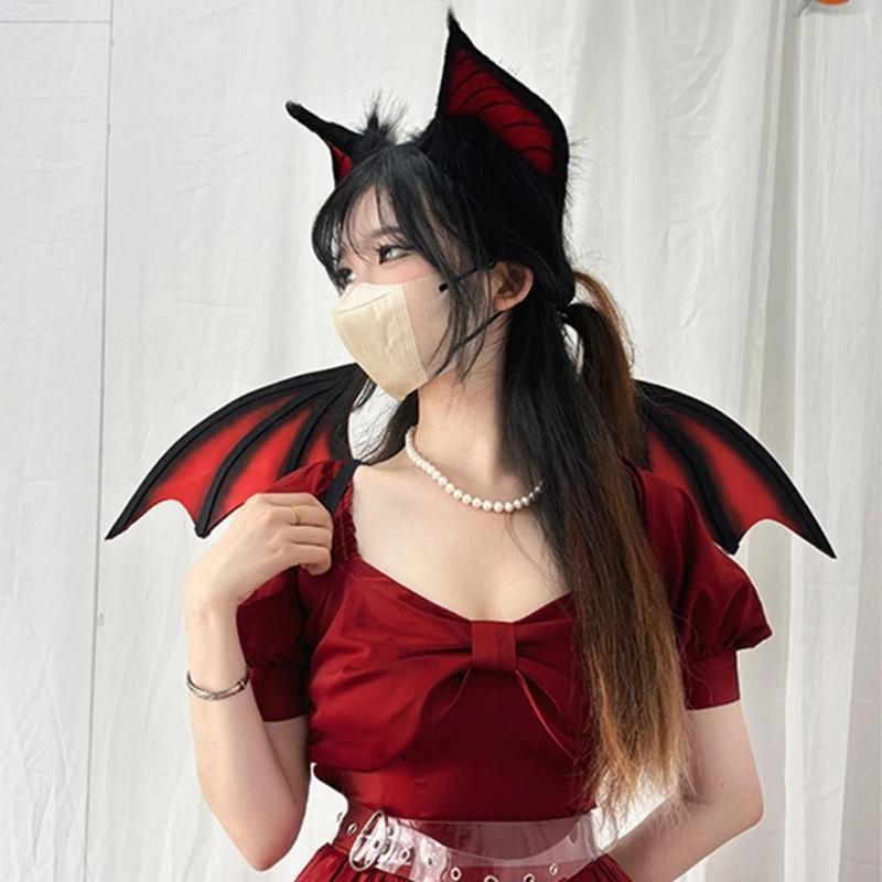 Bat Ears Wing Headbands Fashionable Gothicism Headpiece Role Playing Headgear for Stylish Women and Party Enthusiasts