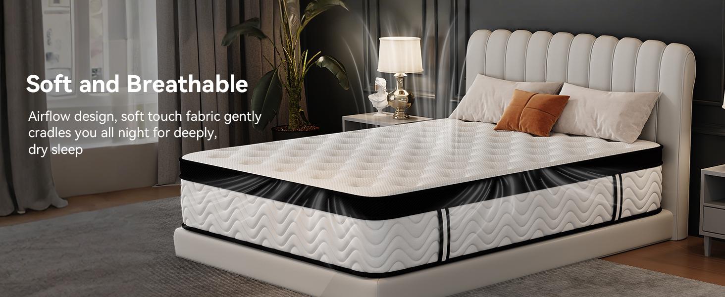 Queen Mattress 12 Inch, Queen Size Memory Foam Mattress in a Box, Hybrid mattresses with Independent Pocket Coils for Motion Isolation & Silent Sleep, Medium Firm,CertiPUR-US,100 Nights Trial