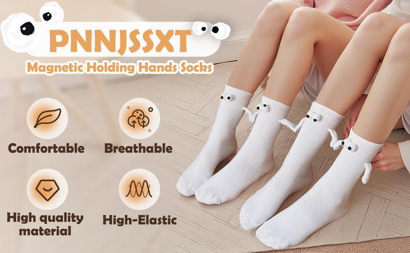 4 Pairs of Magnetic Holding Hands Socks – Funny & Adorable Socks for Men & Women, Cozy & Comfortable for Everyday Fun and Gifting