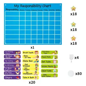 80pcs My Responsibility Chart Felt Storytelling Banner Set, Back to School Learning Tool, Household Chores Planning Board