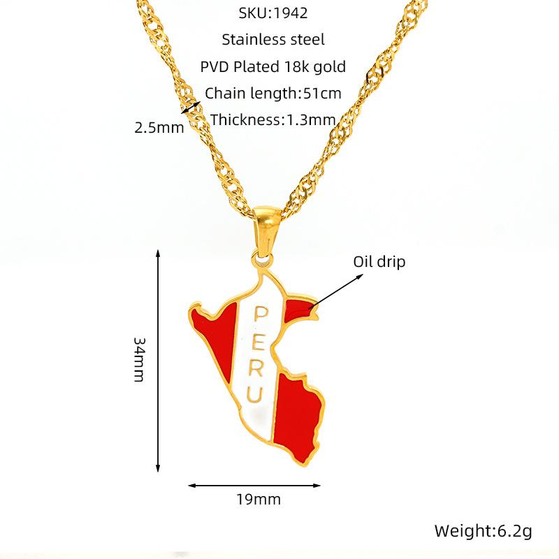 Various Countries Map Pendant Necklace Jewelry, Stainless Steel Necklace