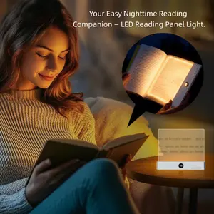 LED Flat Panel Reading Light, USB Rechargeable Eye Protection, 3 Color Temperatures + Stepless Brightness Dimming, 0-99 Min Timer Shutoff, Graffiti Message Board, High Hardness Wear-Resistant Surface, for Bedroom/Desk/Bedside Night Light,1 Piece
