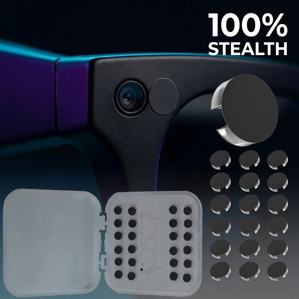 24Pcs LED Light Blocking Stickers - Easy Install, Lightweight, Low-Tack Restickable Privacy Blackout Decals for Ray-Ban Meta Gen 2 Wayfarer Skyler Headliner & Oakley Smart Glasses (Stickers Only, No Glasses, Ideal for Low-Light Environments), Low Profile