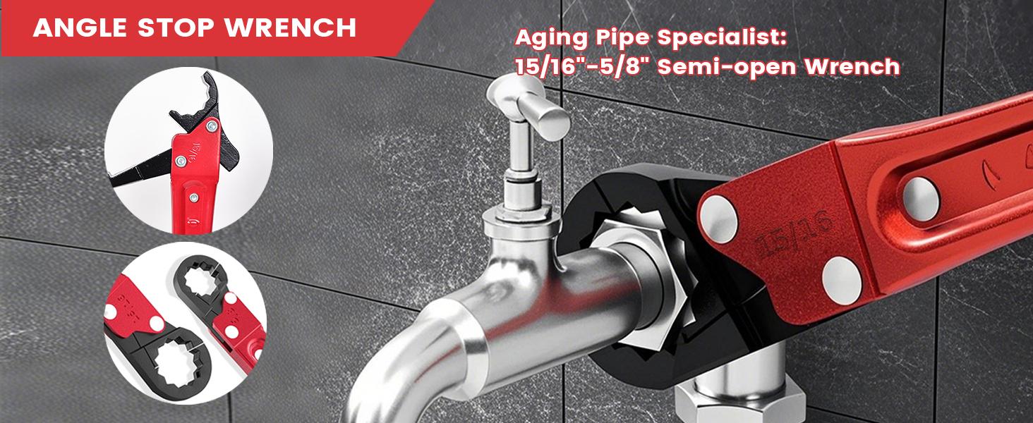 6 Pcs Plumbing Tools Kit with Angle Stop Wrench & 1/2-Inch Compression Sleeve Puller, Professional Plumbers Wrench, Sandpaper and Storage Bag for Frozen/Corroded Angle Stop HARD EDGEHARD EDGE 6 Pcs Plumbing Tools Kit with Angle Stop Wrench & 1/2-Inch Compression Sleeve Puller, Professional Plumbers Wrench, Sandpaper and Storage Bag for Frozen/Corroded Angle Stop HARD EDGEHARD EDGE