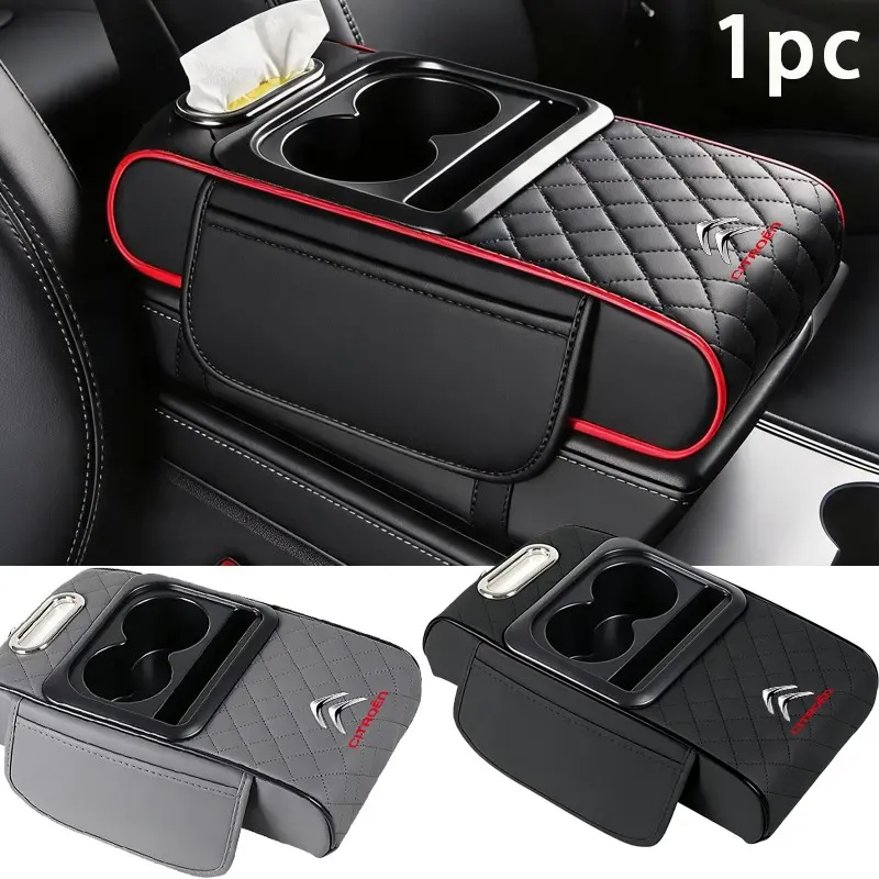 Citroen Armrest Pad, 4-In-1 Central Console Protection, Cup Holder & Tissue Holder, Multi-Functional Car Interior Accessory