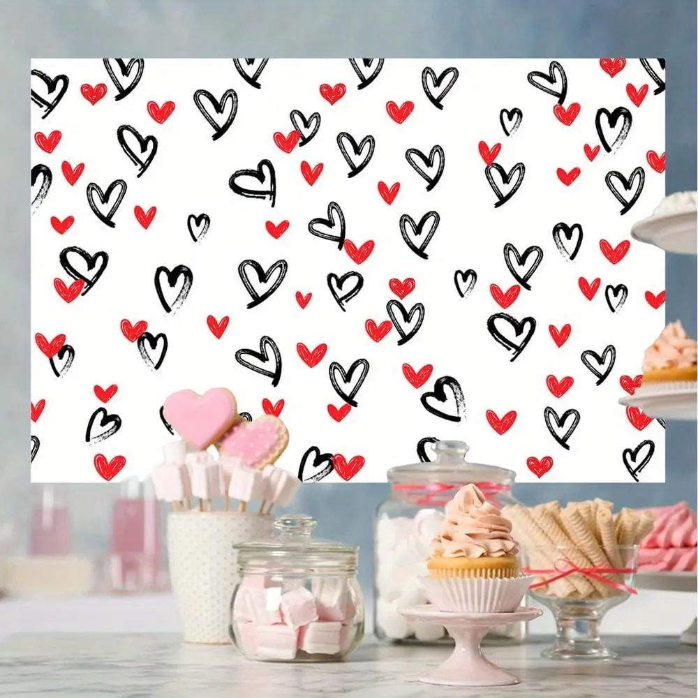 Heart Backdrop for Photography Valentine's Day Background Couple Anniversary Bridal Shower Wedding Baby Shower Birthday Decorations Photo Booths Props