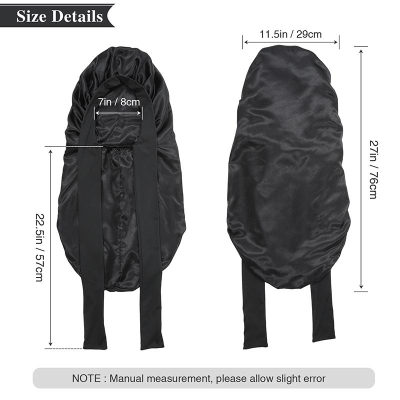 AWAYTR Long Satin Bonnet for Women Double Layer Elastic Silk Bonnet for Braids Hair Sleeping Cap with Tie Band