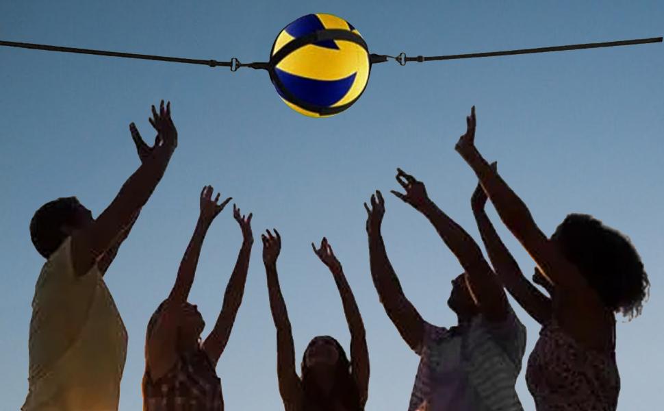 Volleyball Spike Trainer - Adjustable Solo Practice System for Hitting & Serving, Improves Timing/Power with Durable Nylon Design - Perfect for Indoor/Beach Volleyball & Backyard Training