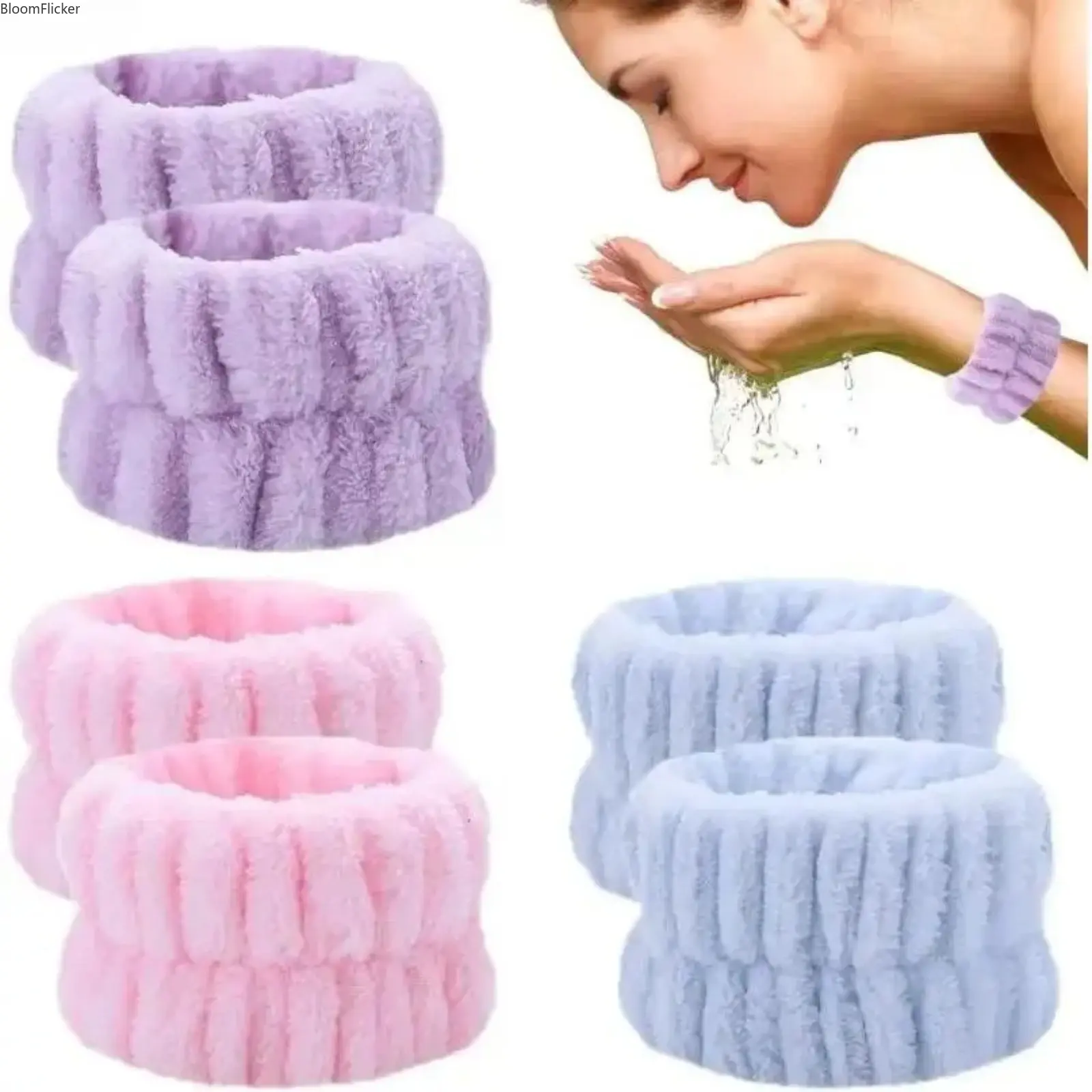 3-Pack Microfiber Face Wash Wrist Gloves, Soft Terry Cloth Absorbent Spa Bath Beauty Products, Elastic Waterproof Wrist Bands, Reusable Comfortable Accessories for Facial Cleansing & Makeup Remover