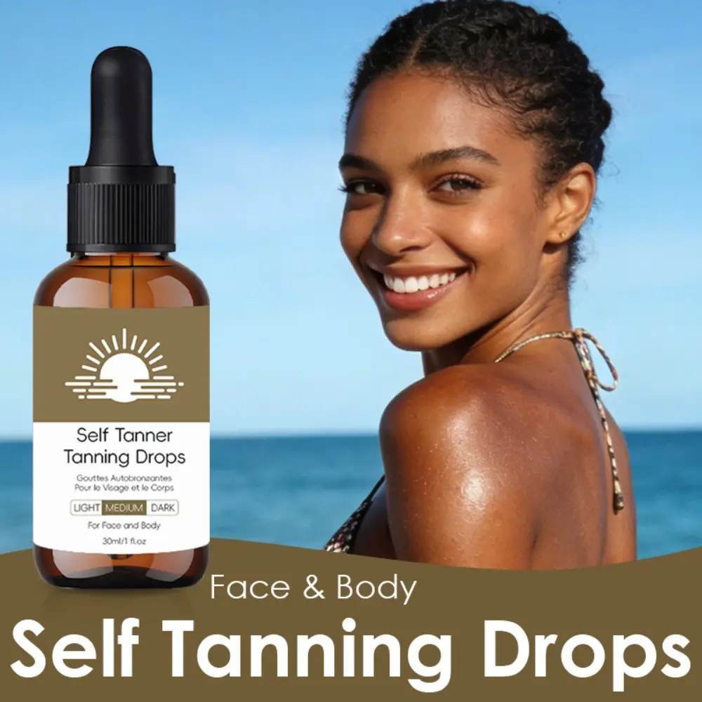 YUVK Self Tanning Drops Face  Body – Natural Glow No Sun Streak Free