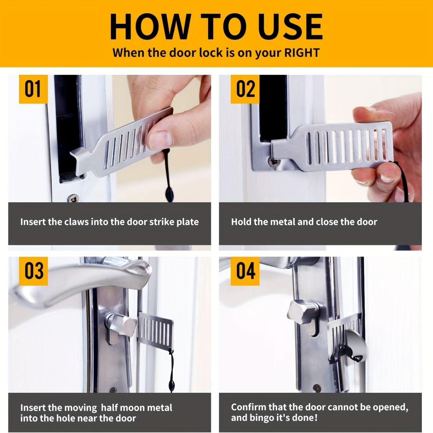 Portable Door Lock, Easy to Use & Durable Door Locks, Door Hardware, Wide Application Security Device for Travel & Home