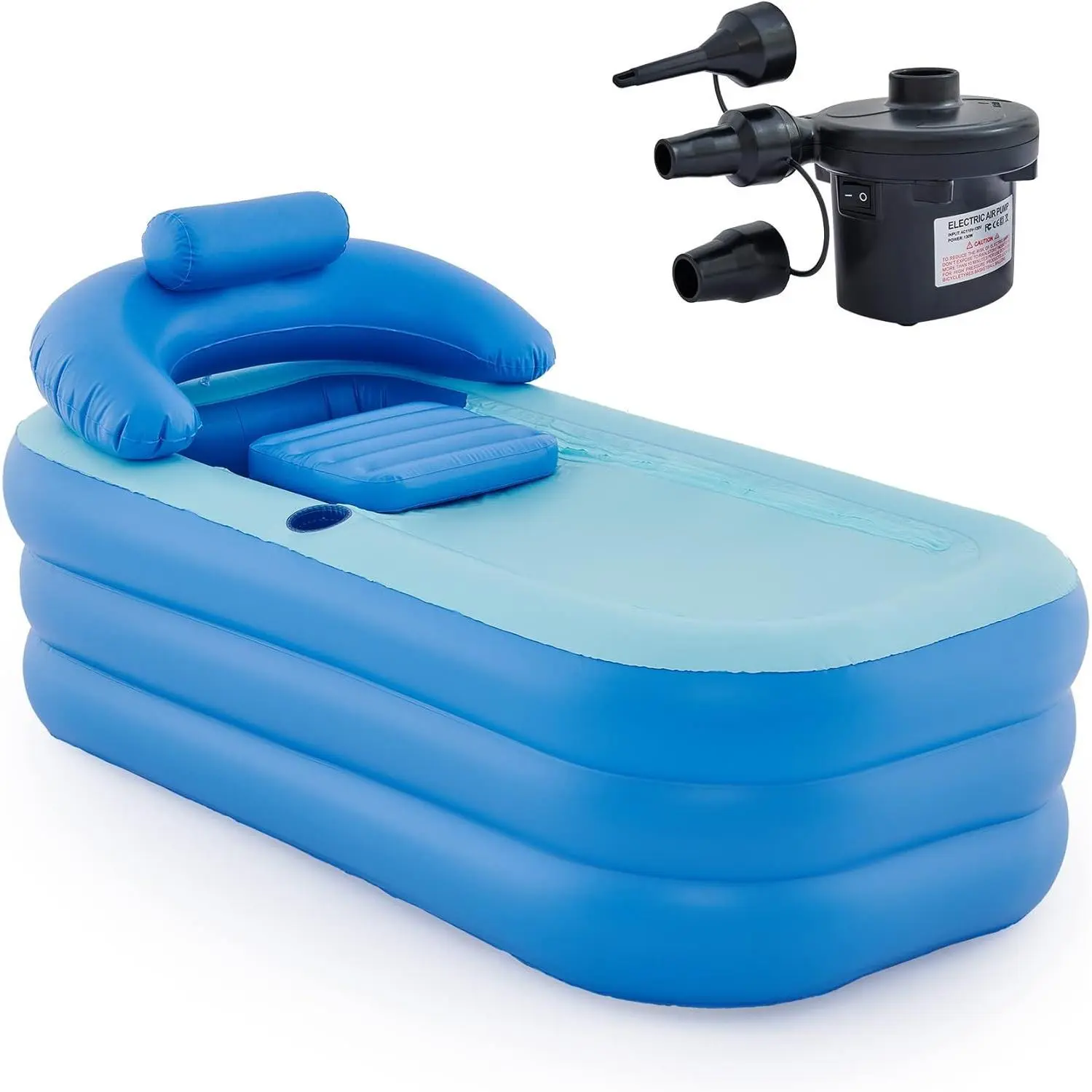 High-Density PVC Inflatable Adult Bath Tub - Free-Standing, Foldable, Portable Blow-Up Bathtub with Electric Air Pump for Spa Relaxation, Steam Therapy, Kit