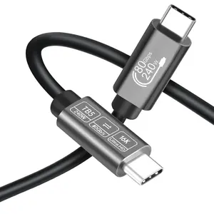 USB-C Thunderbolt 5 Cable 240W PD3.1 Fast Charging 80Gbps Data Transfer 16K@60Hz Video Compatible for Thunderbolt 4 iPhone 15/16/17 MacBook Air/Pro iPad Pro/Air Mac mini 1.6FT