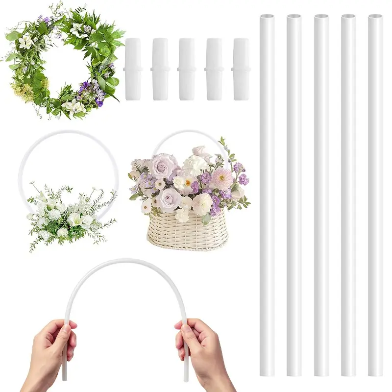 10pcs Plastic Hollow Tubes & Connectors - DIY Adjustable Circle Hoop Making Kit for Sewing, Crochet, Mold Casting, Handbag Handles, Dream Catchers & Home Decor