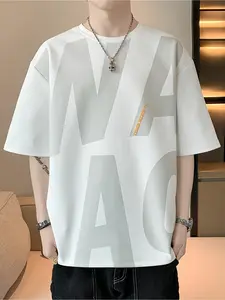 1 PC Men's Summer Fashion Round-neck Short-Sleeved T-Shirt - Comfortable and casual, loose letter-printed, breathable short-sleeved, simple and versatile, suitable for daily wear, school, street, and sports outfits. Can be used as a gift.