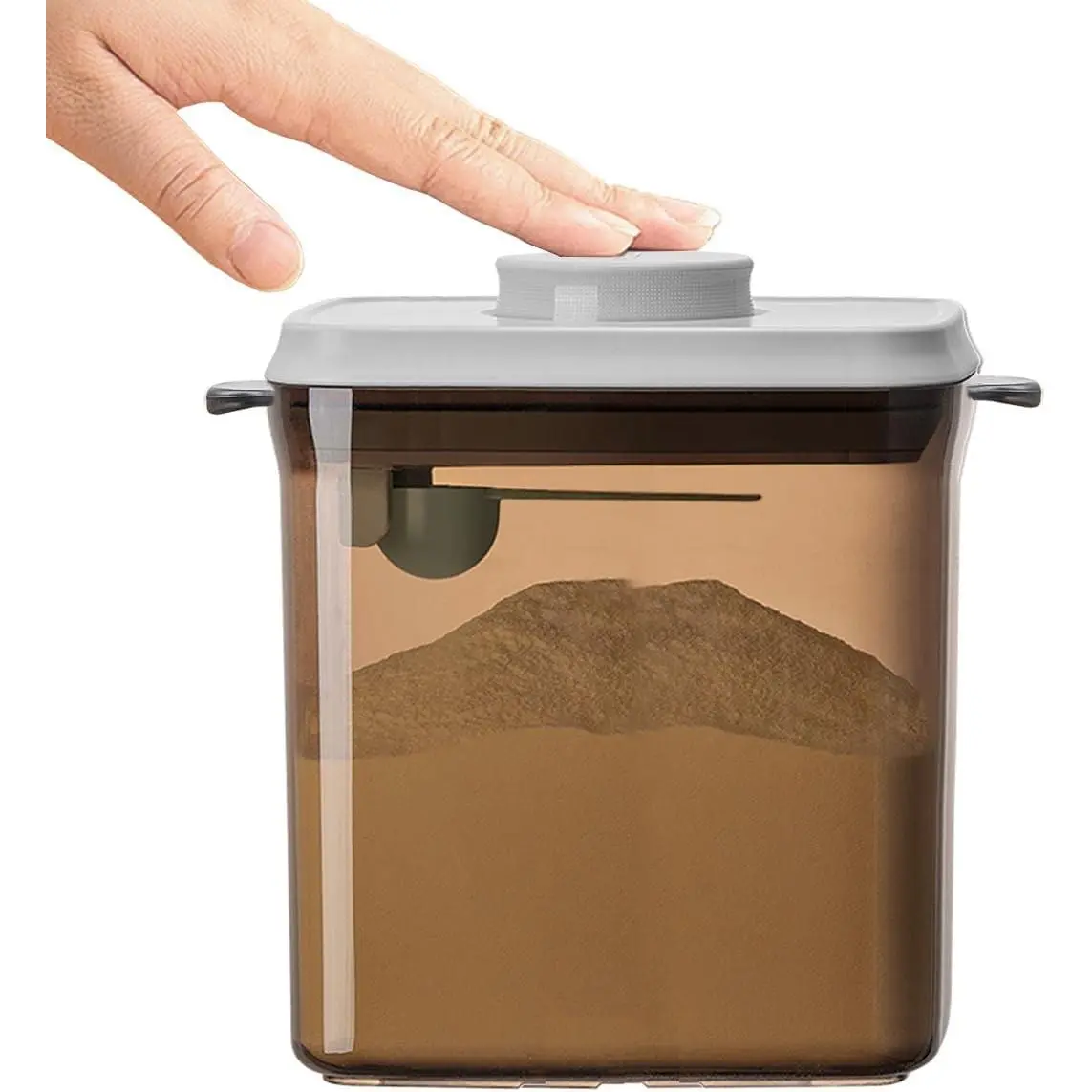 1700ml/730g Airtight Formula Dispenser Container, One-Button Pop-Up Milk Powder Storage, BPA-Free Food Container with Lid, Scoop & Scraper, Dark Brown(Gift)