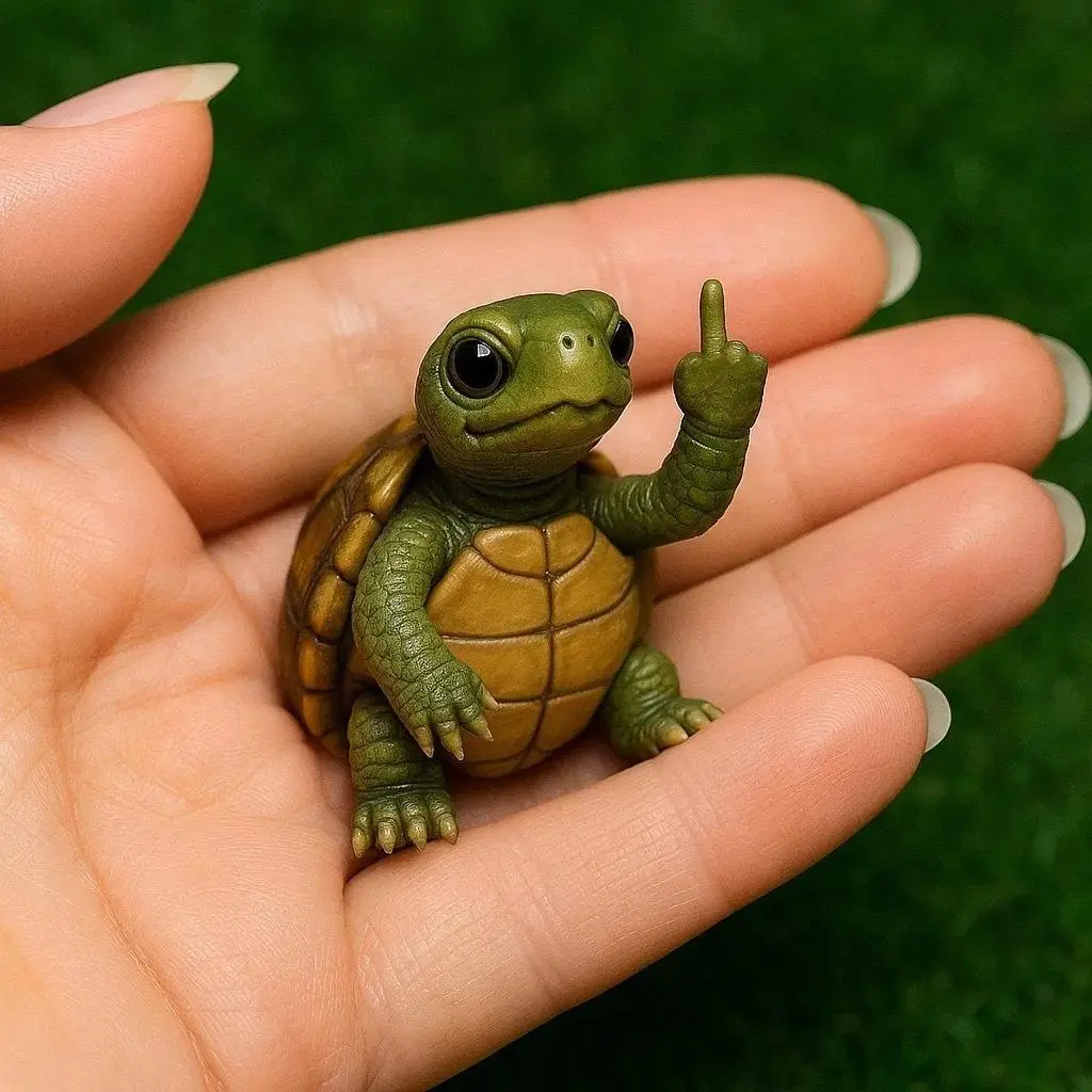 3.15*2.16 Inch Funny Mini Middle Finger Animal Resin Statue, Cute Humorous Animal Figurine Ornament, Novelty Desk, Office & Car Dashboard Decor, Hilarious Gag Gift for Friends and Colleagues