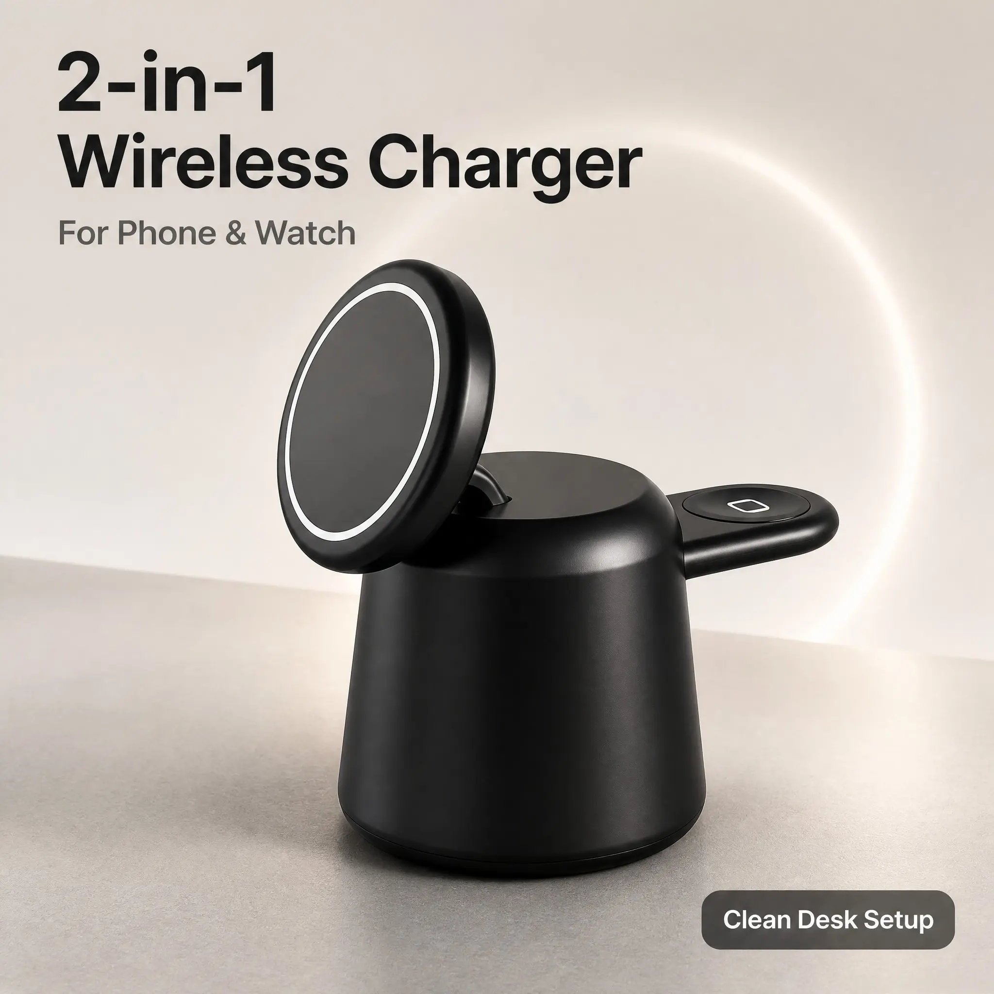 Foldable 2 in 1, Portable Fast Charger, Wireless Charger Stand 15W Fast Charging Dock for iPhone 17, 16, 15, 14, 13, 12 Series, for iWatch 11-1, SE Series, Multi Device Wireless Charging Station, Magnetic Wireless Charger, Electronic Gadgets