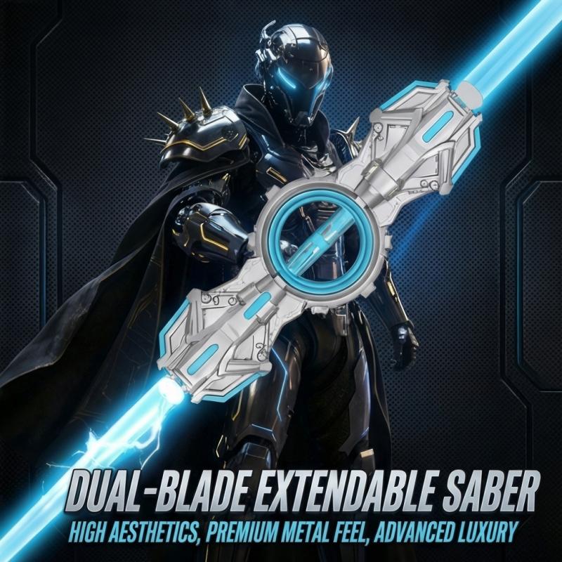 Blazing Hurricane Lightsaber - 2-in-1 Retractable Double-Blade, 24-Color LED Lights & 360 °     Spinning. STEM-Inspired Role-Play Toy, Interactive Open-Ended Fun for Boys & Girls. Cool Laser Sword for Daily/Costume Party!