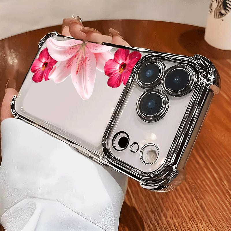 Hibiscus Bloom Case for iPhone 17 Air 16 Pro Max 15 Plus 14 13 12 11 X XS Shockproof Anti-Scratch Soft Silicone Four-corner Thickened Festive Design