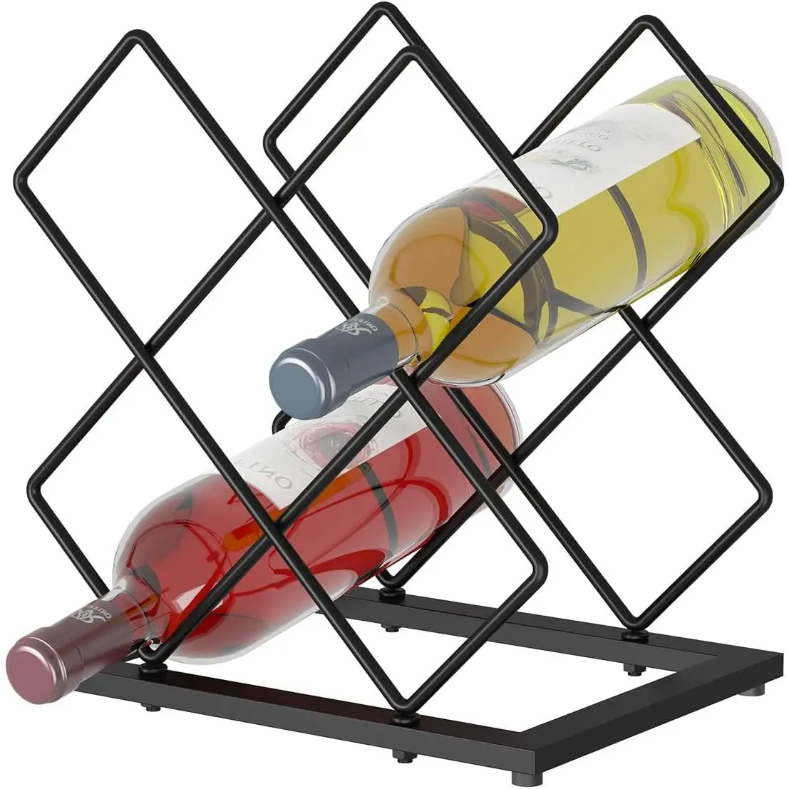 Countertop  Rack, 6 Bottles  Storage Capacity, Modern Corner Metal  Bottle Holder for Bar, Cabinet, Pantry, Tabletop  Racks for Cup and Water Bottle – Black