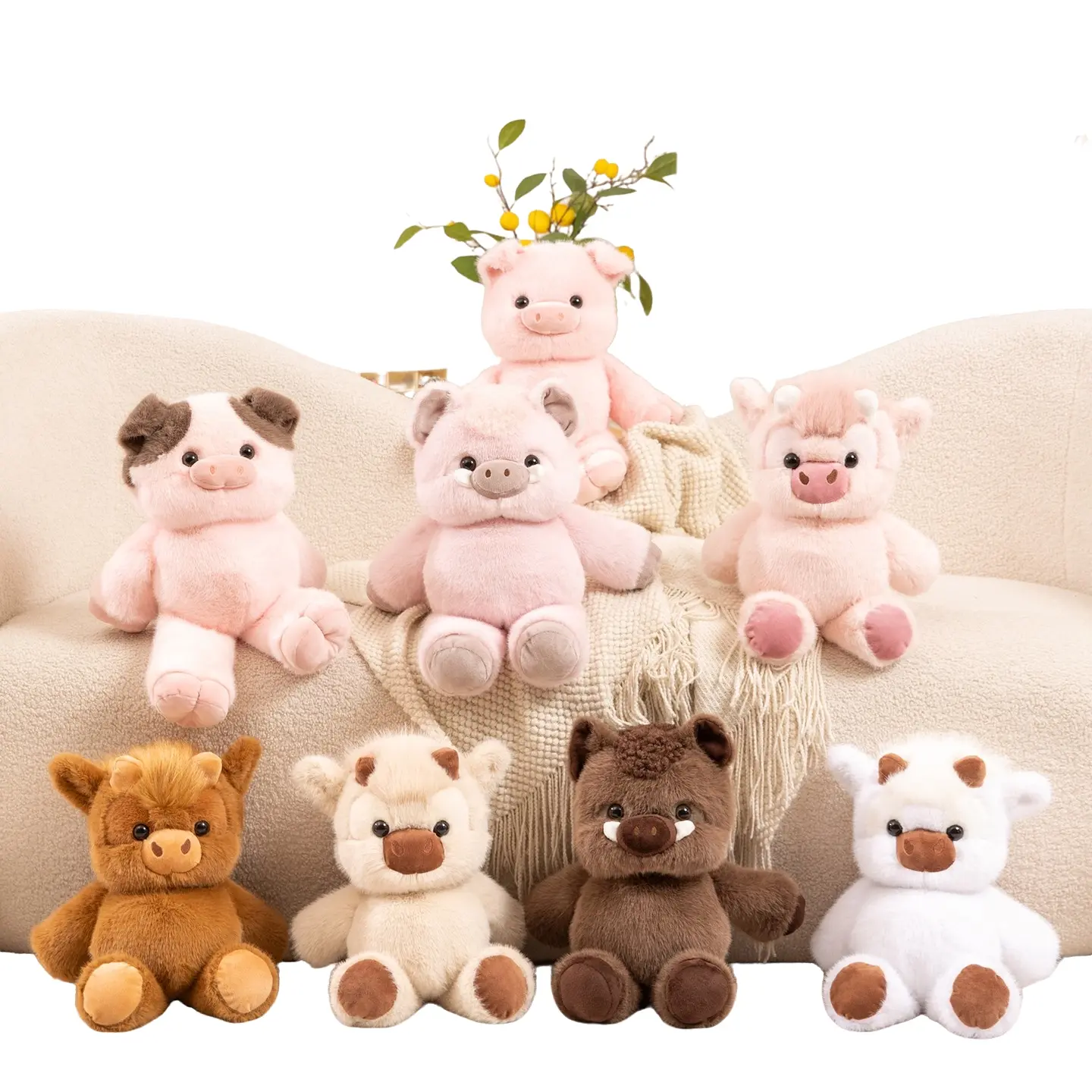 Complete set of running animal figurines, including Highland calves, pigs, lambs, etc. – soothing companions for anxiety relief. Perfect for children’s birthdays and fan gifts, collectibles , Valentine's Day, Mother's Day, Graduation, Wedding, Christmas