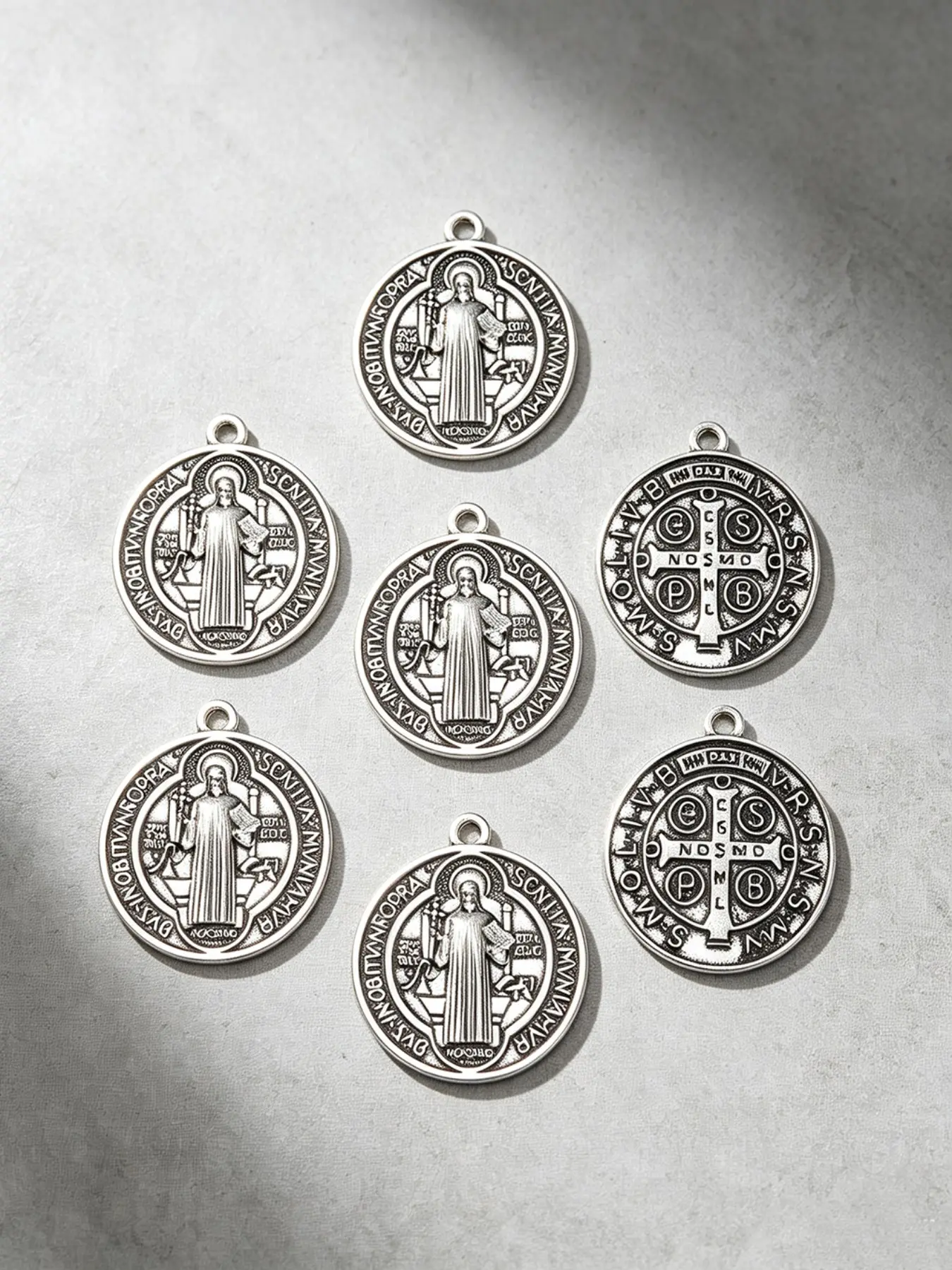 12pcs Alloy Saint Benedict Charms, DIY Bracelet Necklace Accessories, Religious Jewelry Supplies, Crafty Bead Essentials