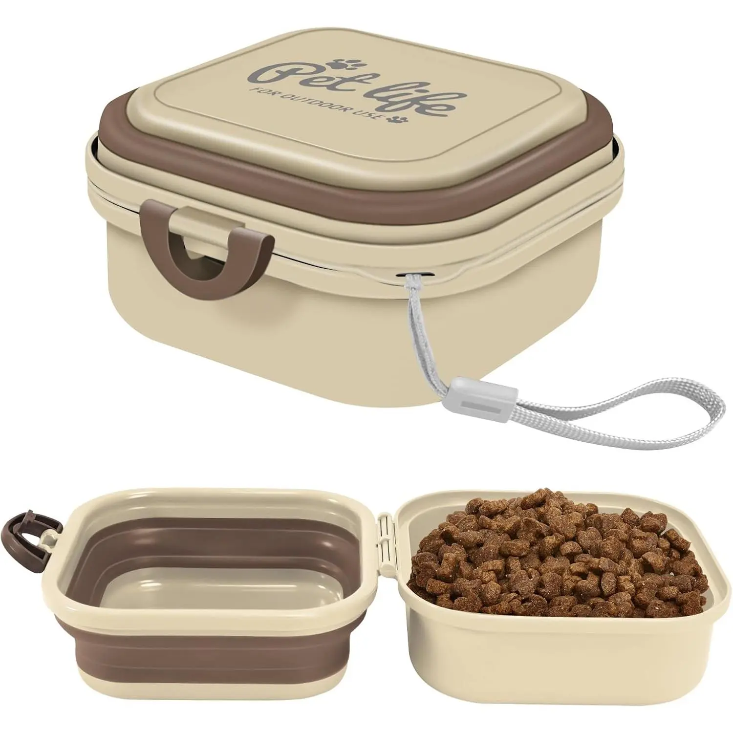Collapsible  Water Bowl, Portable  Bowl for Traveling, 2-in-1  and Water Feeder - Travel  Bowls with Lid for Walking, Traveling, Camping and Hiking