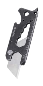 Folding Utility Box Cutter with 5 Razor Blades, Pocket Utility Knives, Screwdriver, Saw, Lock Design, Clip and Holder for Belt, EDC Heavy Duty Work Knifes, Fathers Day Dad Gifts for Papa