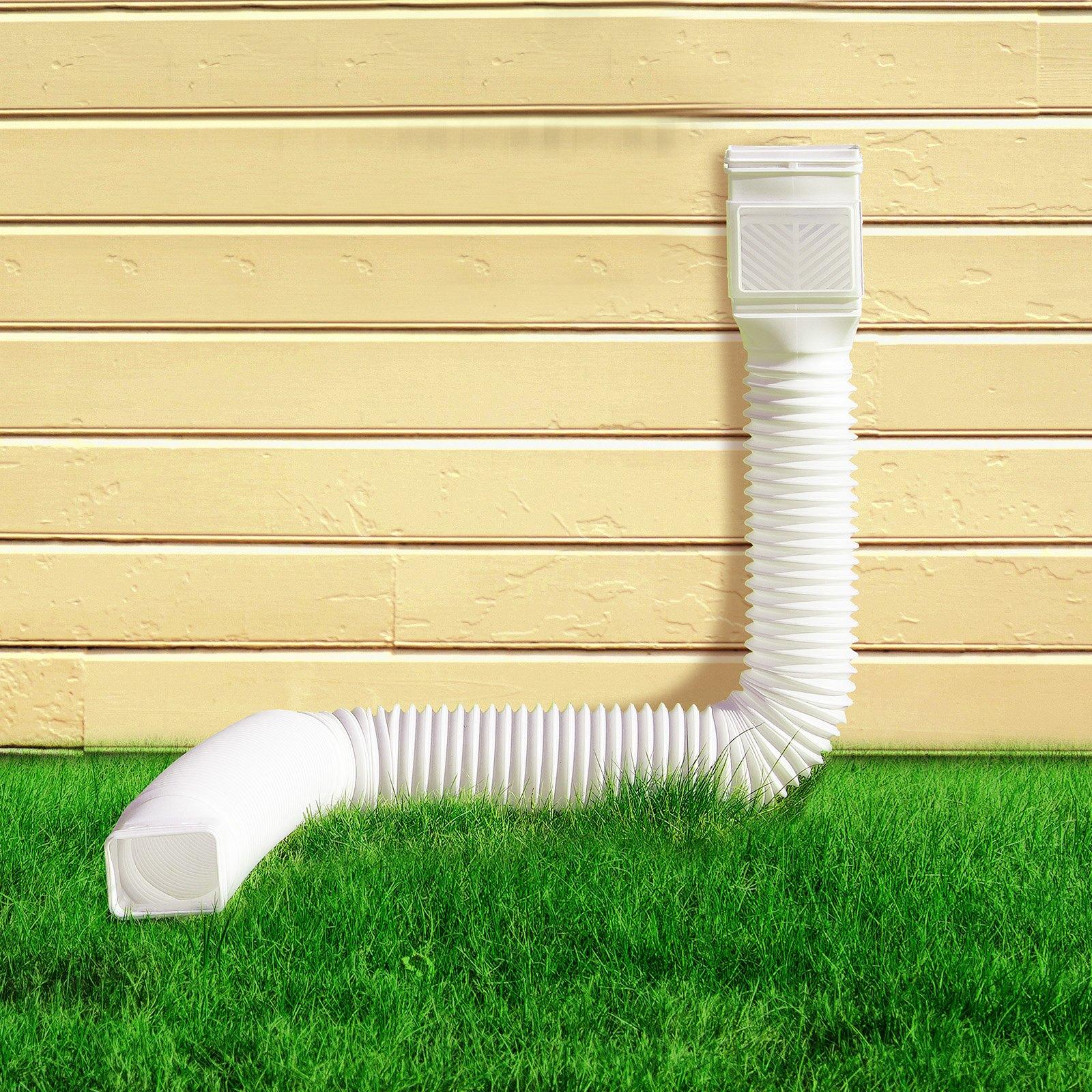 VEVOR Rain Gutter Downspout Extensions, 2-Pack Flexible Downspout Extender, Down Spout Drain Extension Extendable from 22" to 63", Gutter Extensions with Adapters, for Rainwater Drainage, White