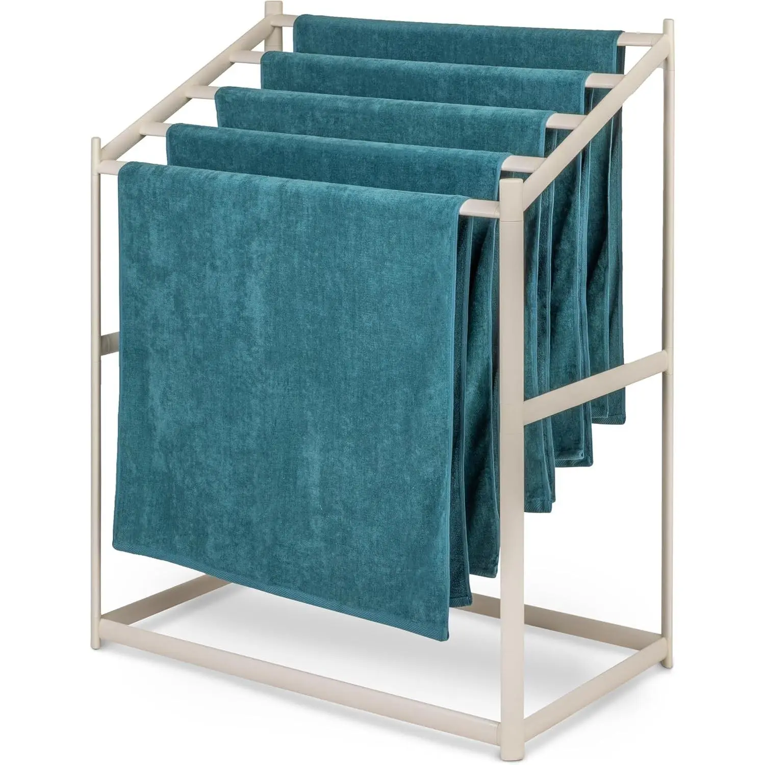 Pool Towel Rack - Outdoor & Indoor 5 Beach Towel PVC Drying Rack