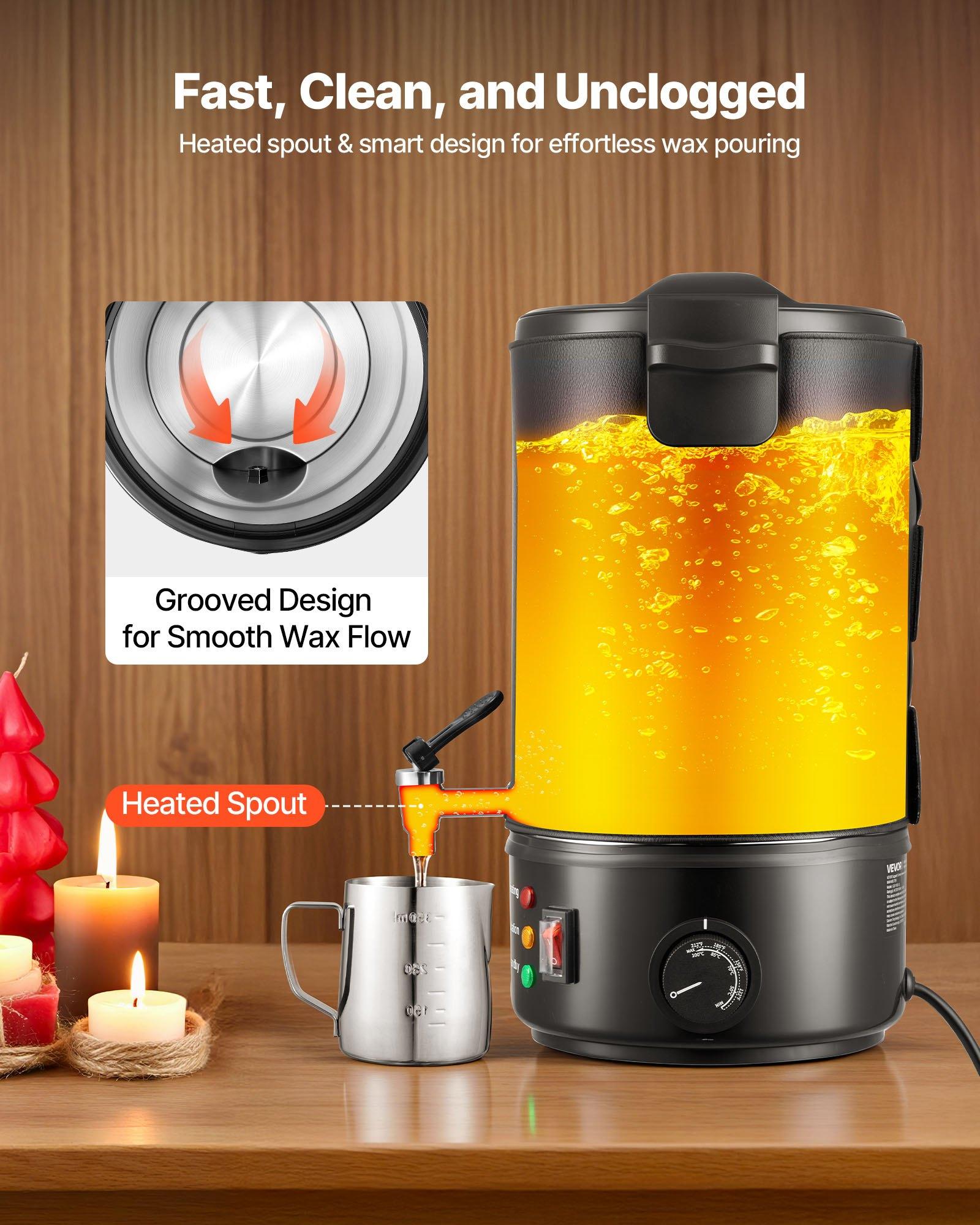 【Father's Day gift】VEVOR Wax Melter for Candle Making, 8.5 Qts, Fast and Even Heating, with Easy Pour Spout and Temperature Control, Grooved Base for Non-Stick and Smooth Flow, Wax Melting Pot for Making Candles Soaps