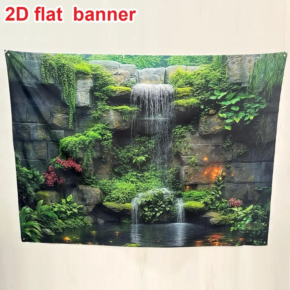 Realistic Waterfall Banner with Greenery Background, Anti-Wrinkle Design, Suitable for Indoor/outdoor Weddings, Parties, Photography, Photo Backdrops, Party Decoration Supplies, Party Decorations Banners, Decorative Banner