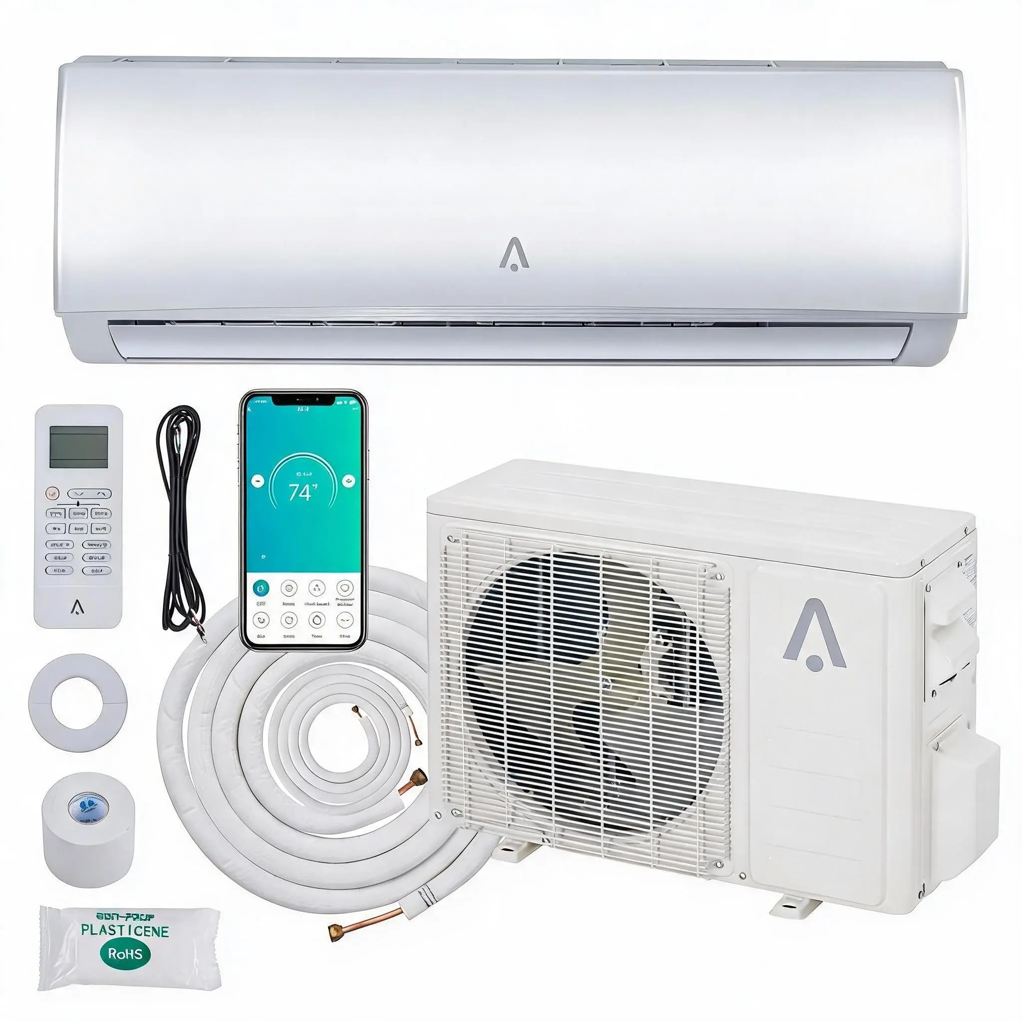 GARVEE 9,000 BTU Mini Split Air Conditioner & Heat Pump, 19 SEER2 High Efficiency Ductless AC System, Inverter Technology, Smart WiFi Control, Cooling & Heating for Rooms Up to 450 Sq.Ft., 115v