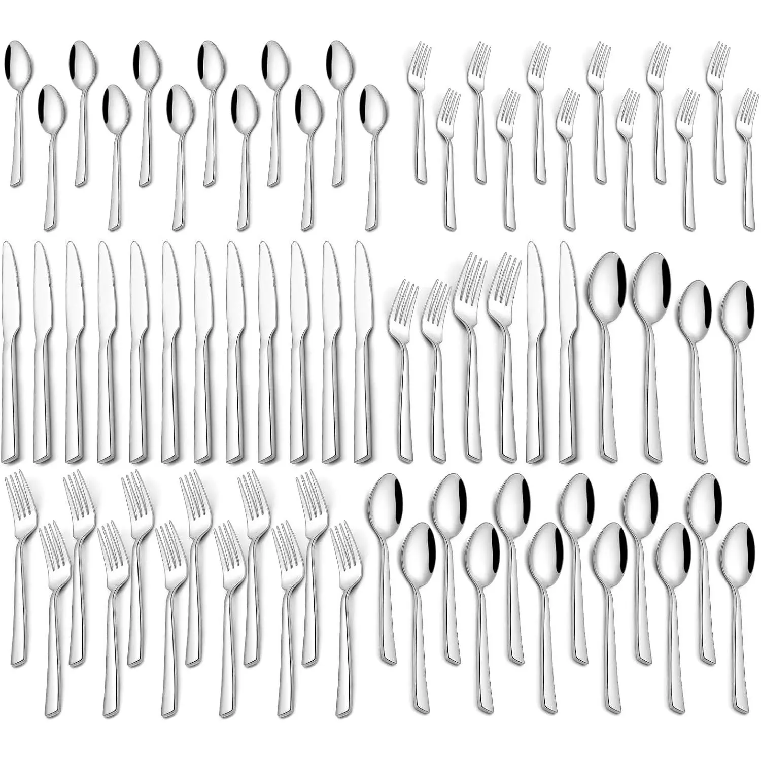 60 count Silverware Set, Stainless Steel Flatware Set for 12 | Heavy Duty, Mirror Polished Cutlery Set, Include Spoons/Forks/, For  Restaurant Hotel, Dishwasher Safe