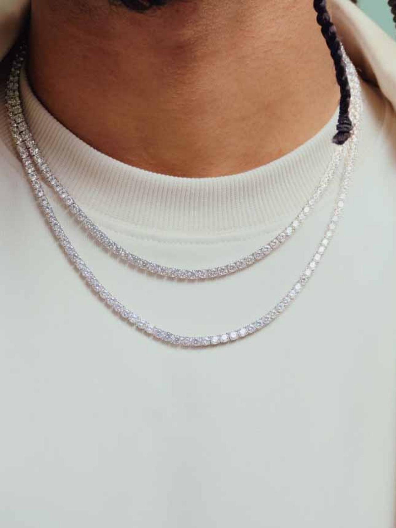 Rhinestone Decorated Tennis Chain Necklace, Hip Hop Necklace for Party, Daily Clothing Decor, Elegant Rhinestone Necklace, Trendy All-match & Exquisite Jewelry for Birthday Gift, Cuban Link Chain