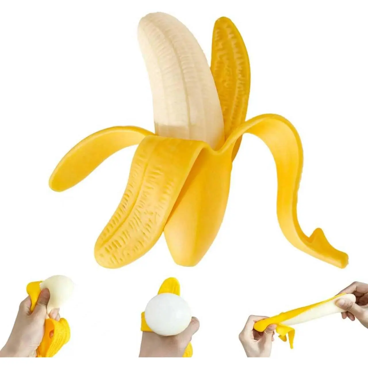 BPA-Free Non-Toxic Banana Squishies - Stretchy Stress Relief Toys for 12+ Years Above Fantasy & Sci-Fi, Science Enthusiasts, Easter Basket Stuffer, Birthday Party Gift (Anime & Manga Compatible)