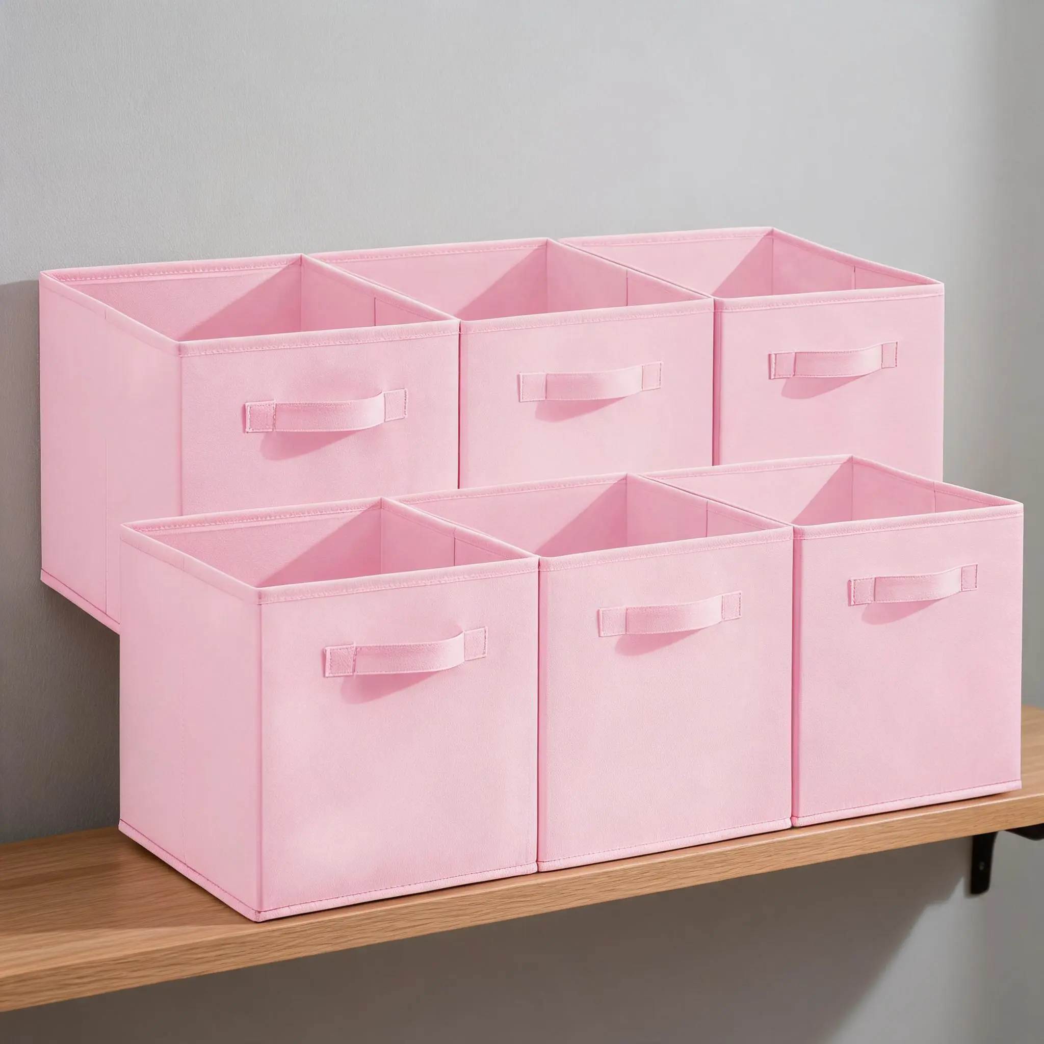 12pcs Foldable Non-Woven Fabric & PP Board Open-Top Storage Bins Set, Durable Plastic Household Organizer, 11in Square Lightweight Containers for Kids Room Clothes & Toys Organisation