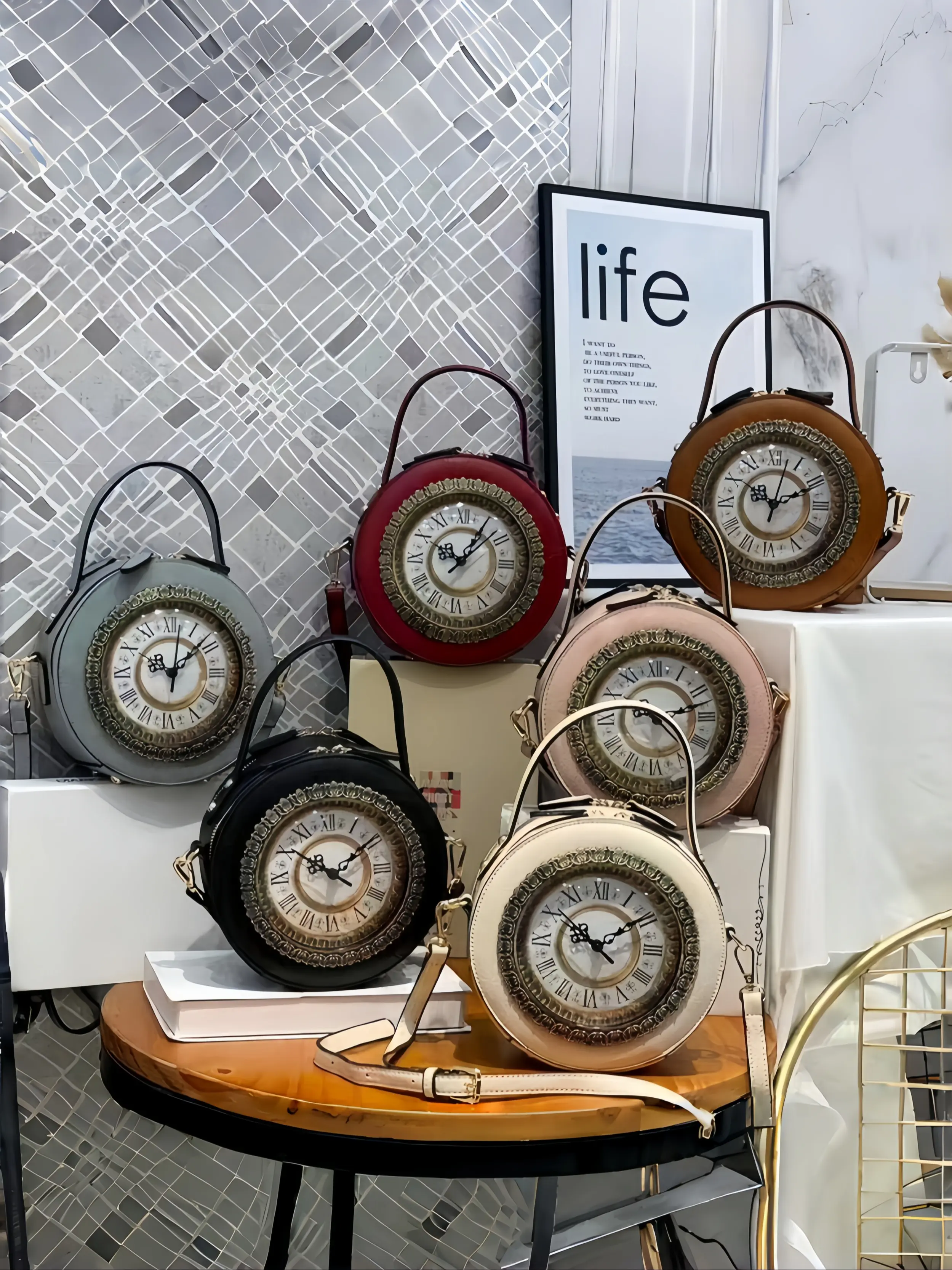 Women's Retro Creative Clock Bag Shoulder Crossbody Phone Wallet Purse, Unique Fun Design Handbag for Christmas Gift