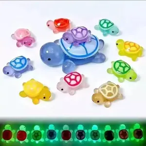 30Pcs Magical Plastic Luminous 3D Turtle Figurine Set - Glow-in-the-Dark Translucent Ornaments for DIY Crafts, Beach Holiday Decor & Kids Gifts