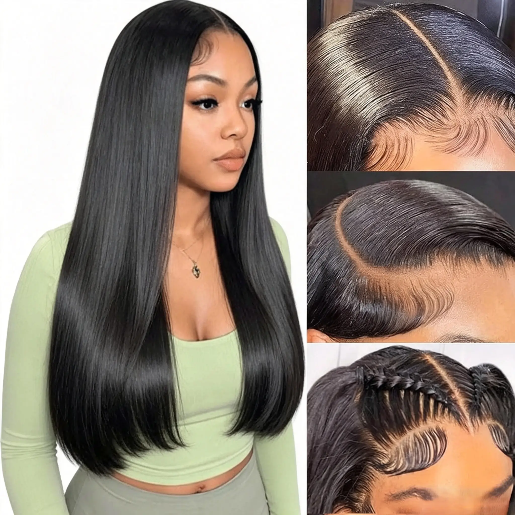 28-inch 13x6 lace front wig, straight hair, natural color| 13x6 HD transparent, 180% density, HD lace front, women's wig, black wig, pre-treated hairline